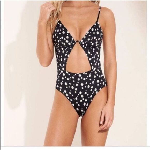 Free People Maaji One Piece Reversible Lauren Cut-Out Black White Swimsuit Small - Picture 1 of 12